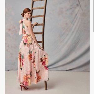 NWT Laundry by Shelli Segal Floral Chiffon Halter-neck Maxi Dress